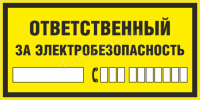 Табличка ответственный за электробезопасность купить