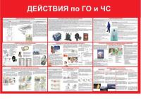 Стенд Действия по ГО и ЧС размер 1200 х 800 пластик 3 мм