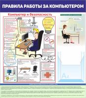 Стенд Безопасность труда при работе с компьютером 70х80 см