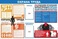 Стенд Охрана труда размер 1500 х 1000 с 2 карманами А4 вертикальные пластик 3 мм