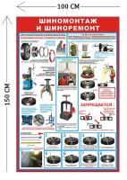 Стенд Шиномонтаж и шиноремонт 150х100см (1 плакат)