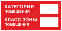 Табличка класс зоны помещения